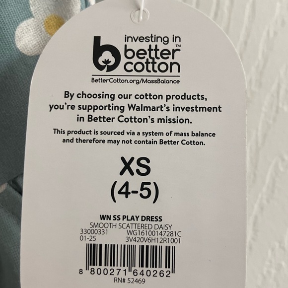 ❤️Deep Sea Foam Green Floral Girls Dress, Wonder Nation Size: 4-5, Pockets, NWT - Picture 6 of 8